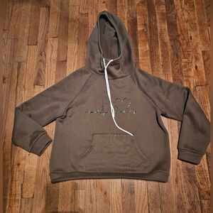 Women's brown heartbeat hoodie unbranded Size Large Cozy Drawstring Winter Warm